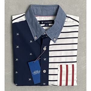 Daniel Cremieux 38 Men's Medium American Flag Short Sleeve Shirt Cotton NEW